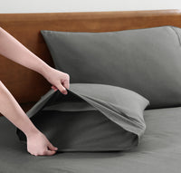 100% Organic Washed Cotton Sheet Set - Charcoal