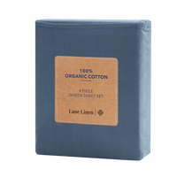 100% Organic Washed Cotton Sheet Set - Estate Blue