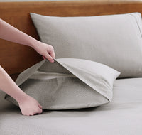 100% Organic Washed Cotton Sheet Set - Snowdrop