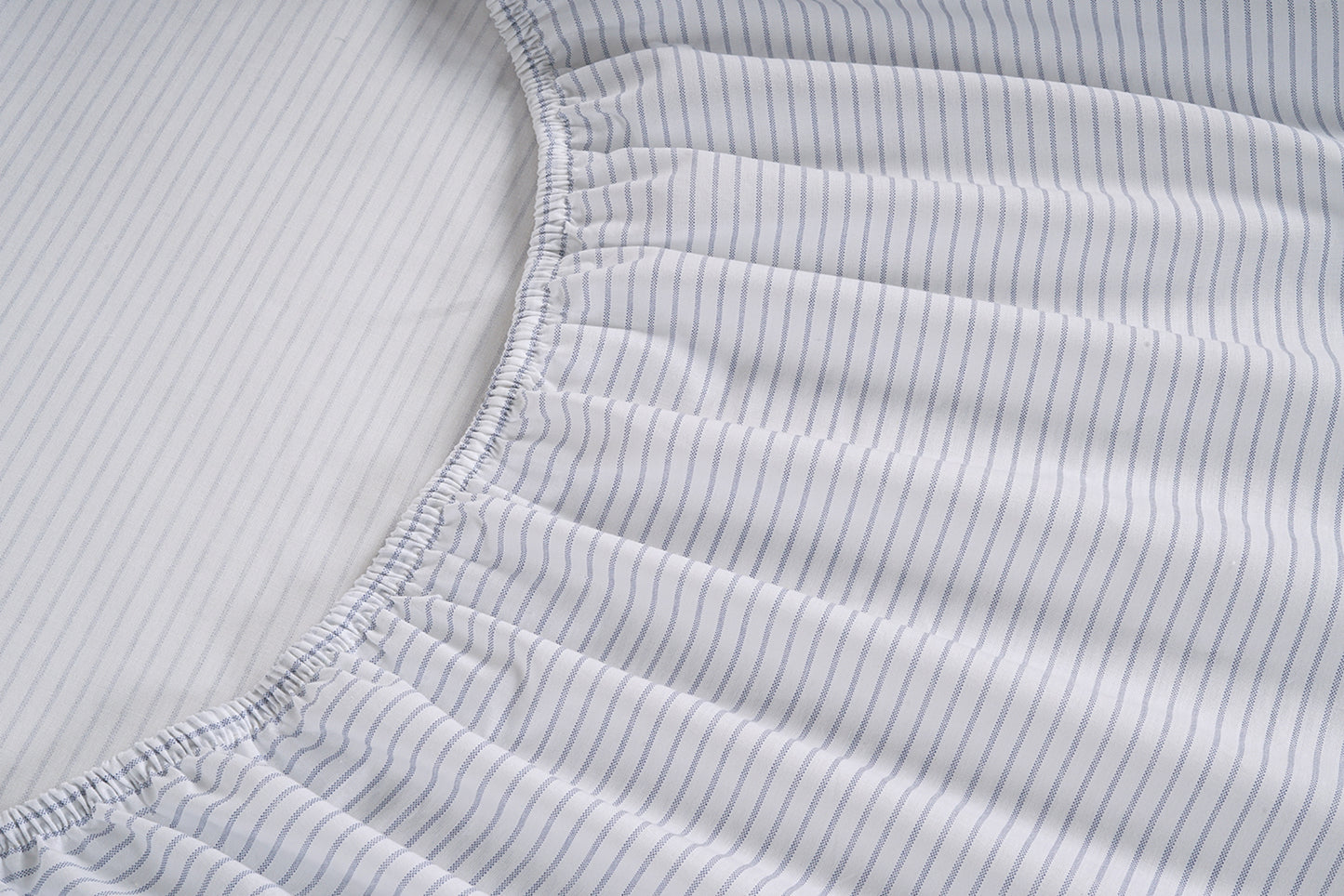 100% Organic Washed Cotton Sheet Set - Ticking Stripe Cobalt Blue