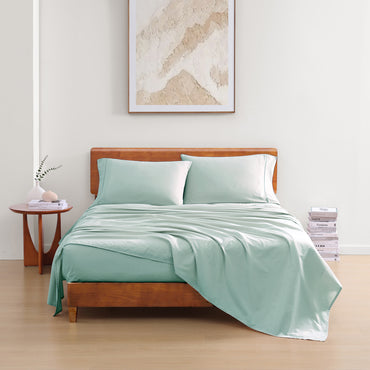 100% Organic Washed Cotton Sheet Set - Cool Blue