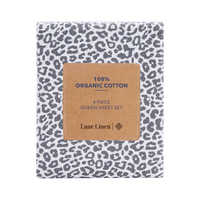 100% Organic Washed Cotton Sheet Set - Cheetah Charcoal