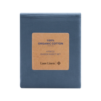 100% Organic Washed Cotton Sheet Set - Estate Blue