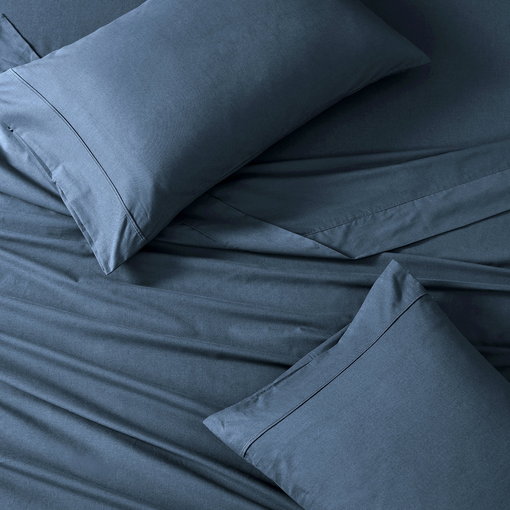 100% Organic Washed Cotton Sheet Set - Estate Blue