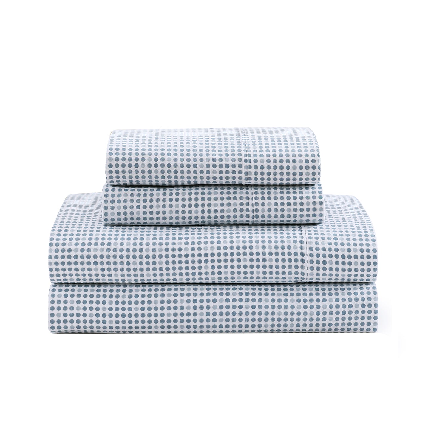 100% Organic Washed Cotton Sheet Set - Polka Dot Blue