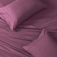 100% Organic Washed Cotton Sheet Set - Red Violet