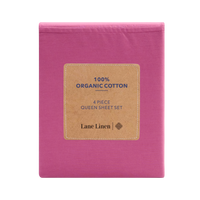 100% Organic Washed Cotton Sheet Set - Red Violet