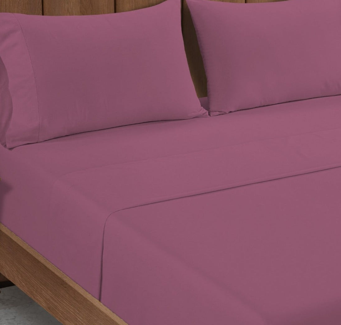 100% Organic Washed Cotton Sheet Set - Red Violet