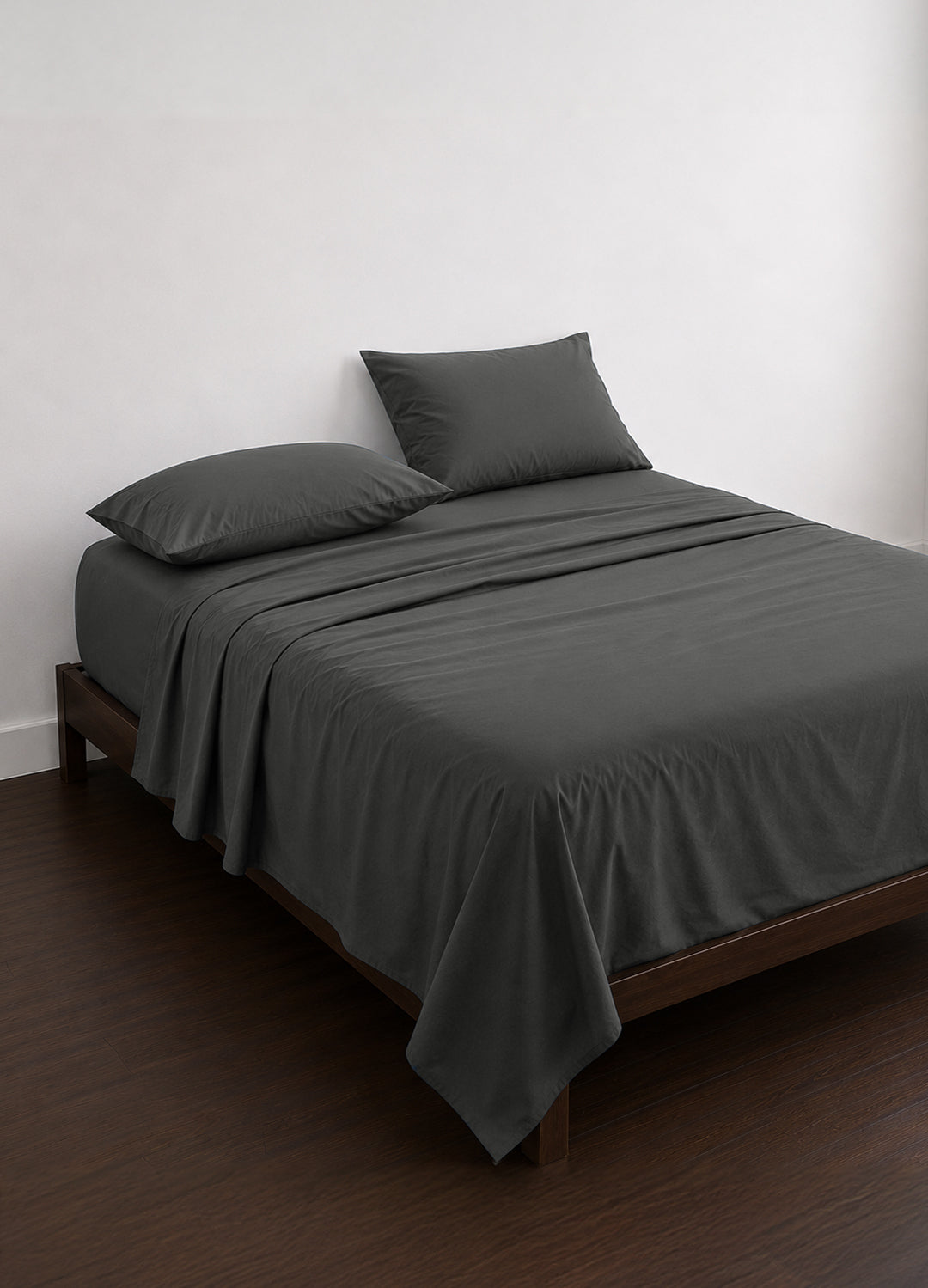 100% Cotton Percale Sheet Set - Charcoal