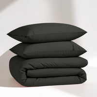 100% Organic Washed Cotton Quilt Cover Set - Black