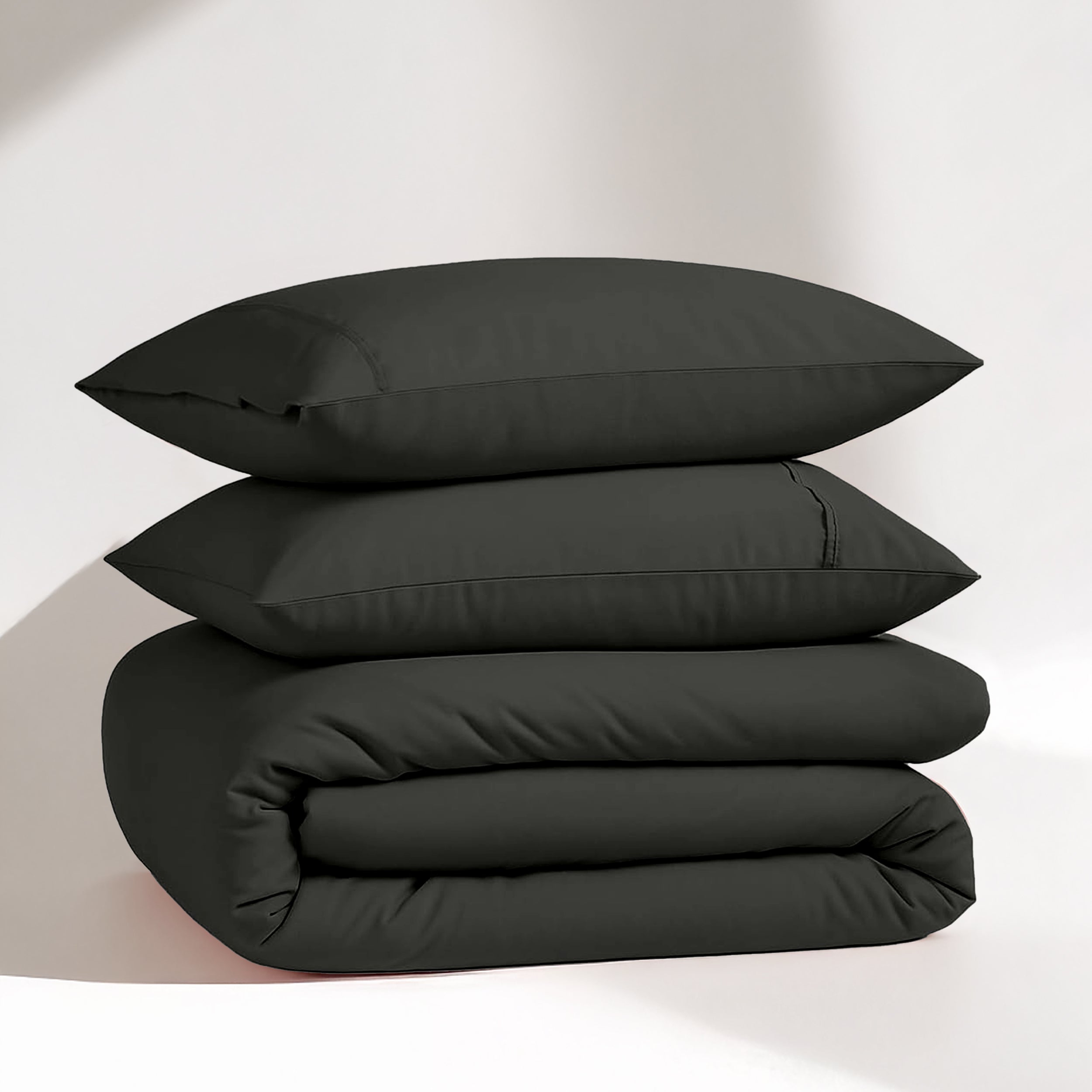 100% Organic Washed Cotton Quilt Cover Set - Black