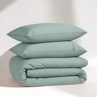 100% Organic Washed Cotton Quilt Cover Set - Cool Blue