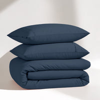 100% Organic Washed Cotton Quilt Cover Set - Navy