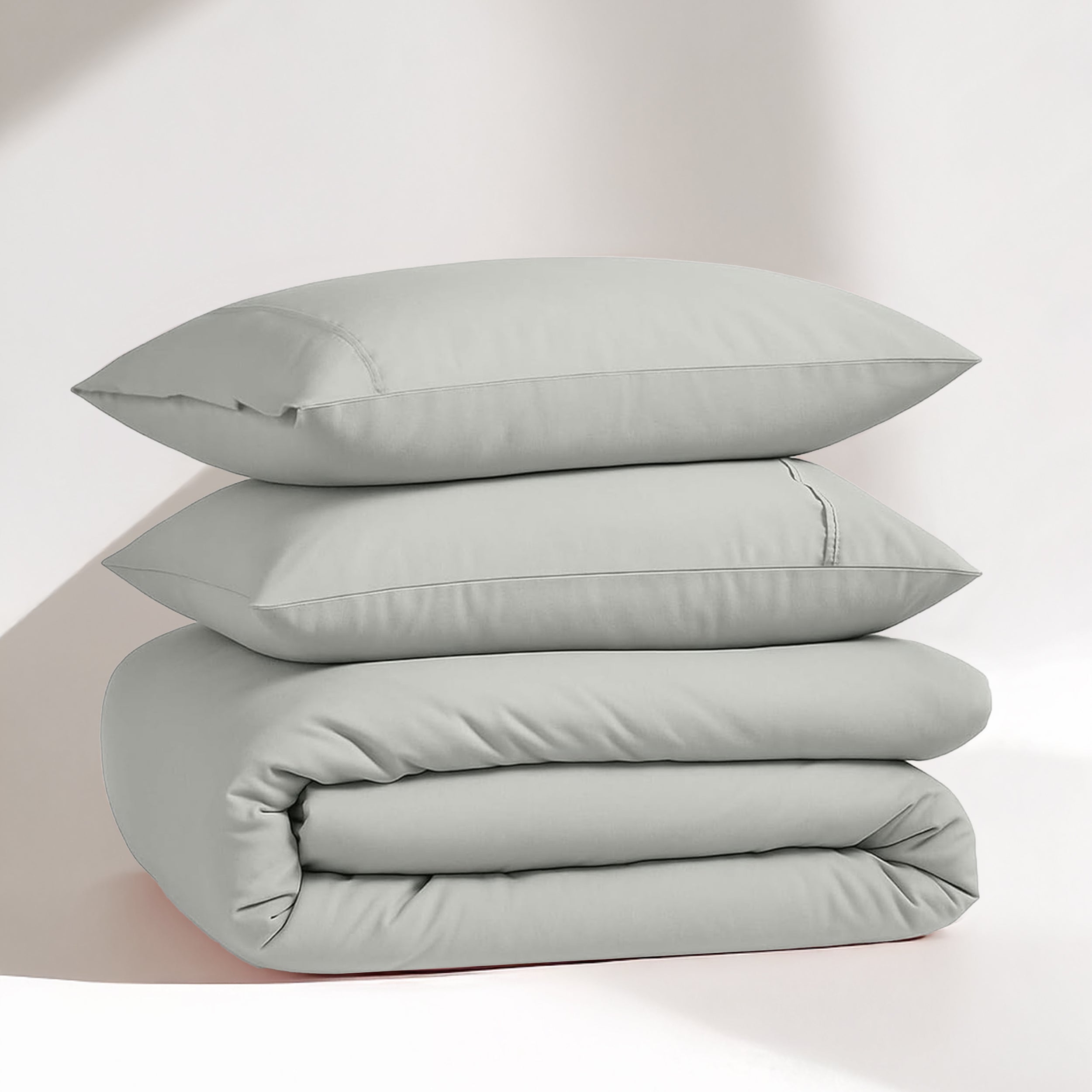 100% Organic Washed Cotton Quilt Cover Set - Silver