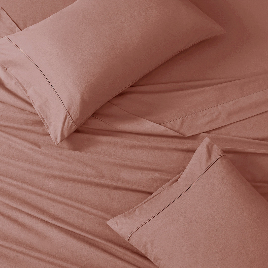 100% Organic Washed Cotton Sheet Set - Rose Dawn