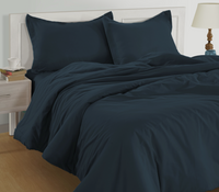 100% Organic Washed Cotton Quilt Cover Set - Navy