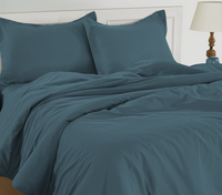 100% Organic Washed Cotton  Quilt Cover Set - Legion Blue