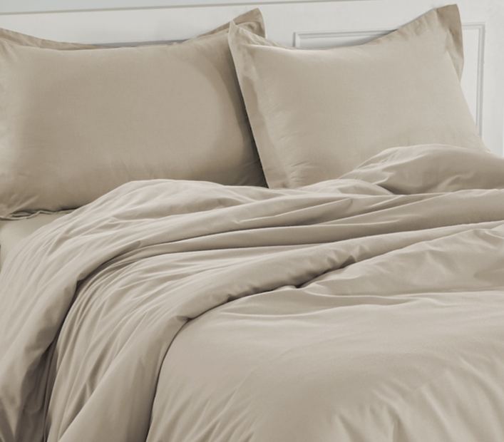 100% Organic Washed Cotton Quilt Cover Set - Tan
