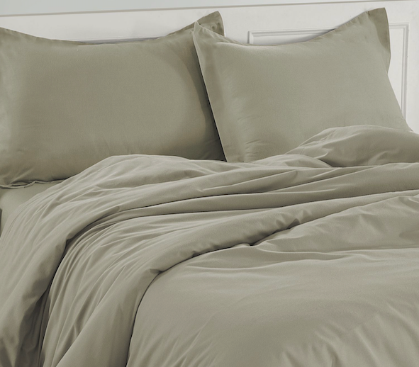 100% Organic Washed Cotton Quilt Cover Set - Taupe