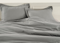 100% Organic Washed Cotton Quilt Cover Set - Silver