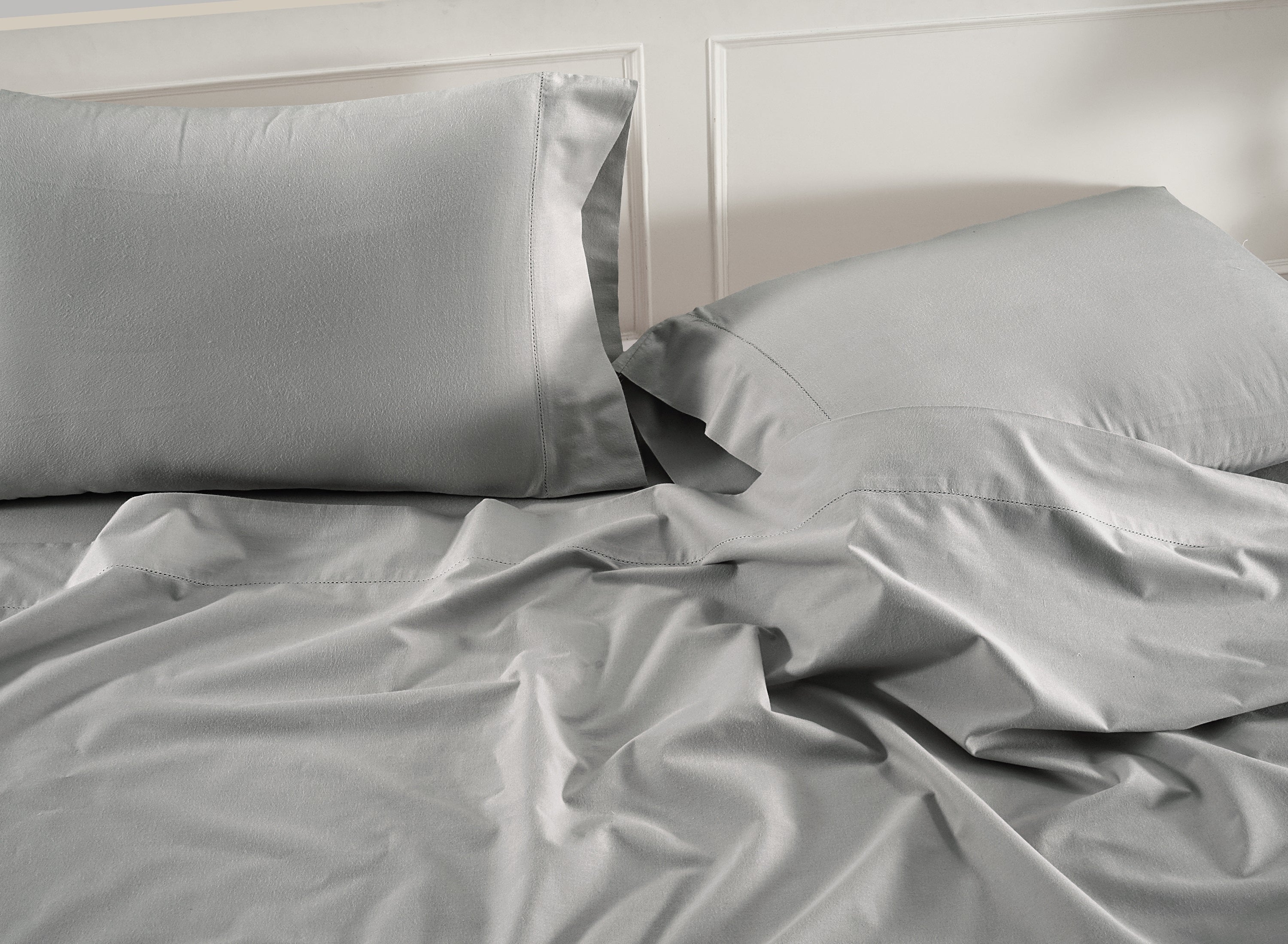 100% Organic Washed Cotton Sheet Set - Sliver