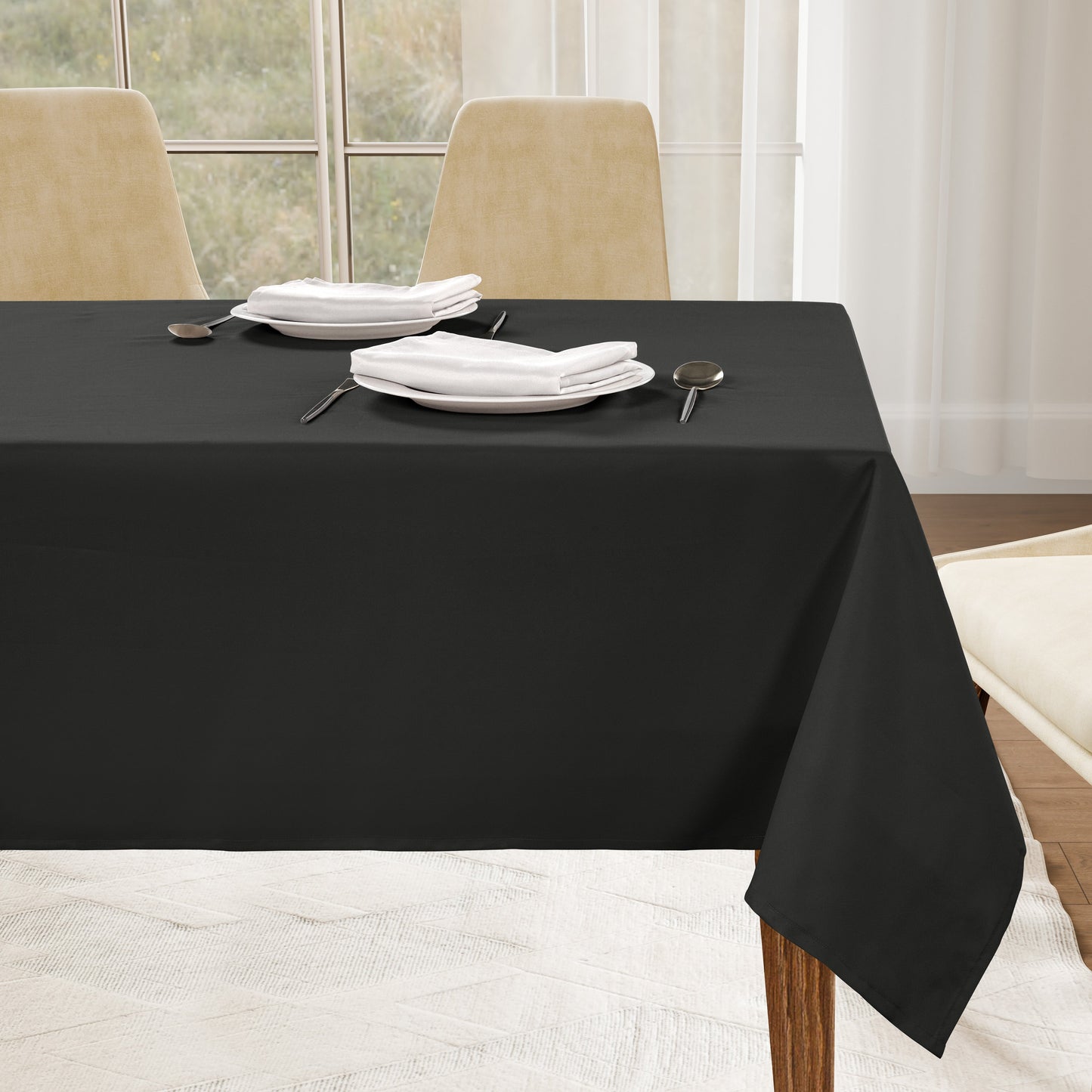 Solid Tablecloth 6 seat 152x213cm - Black