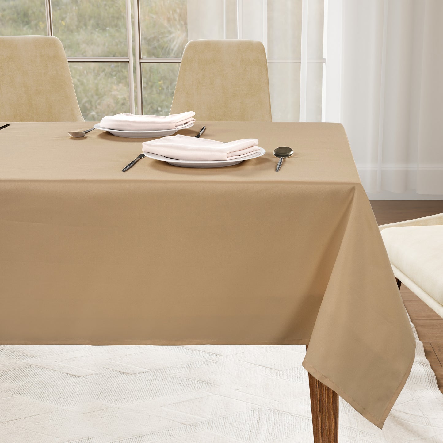 Solid Tablecloth 6 seat 152x213cm - Natural