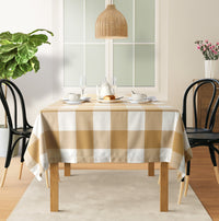 100% Cotton Tablecloth 8 seat 150x260cm - Beige Check