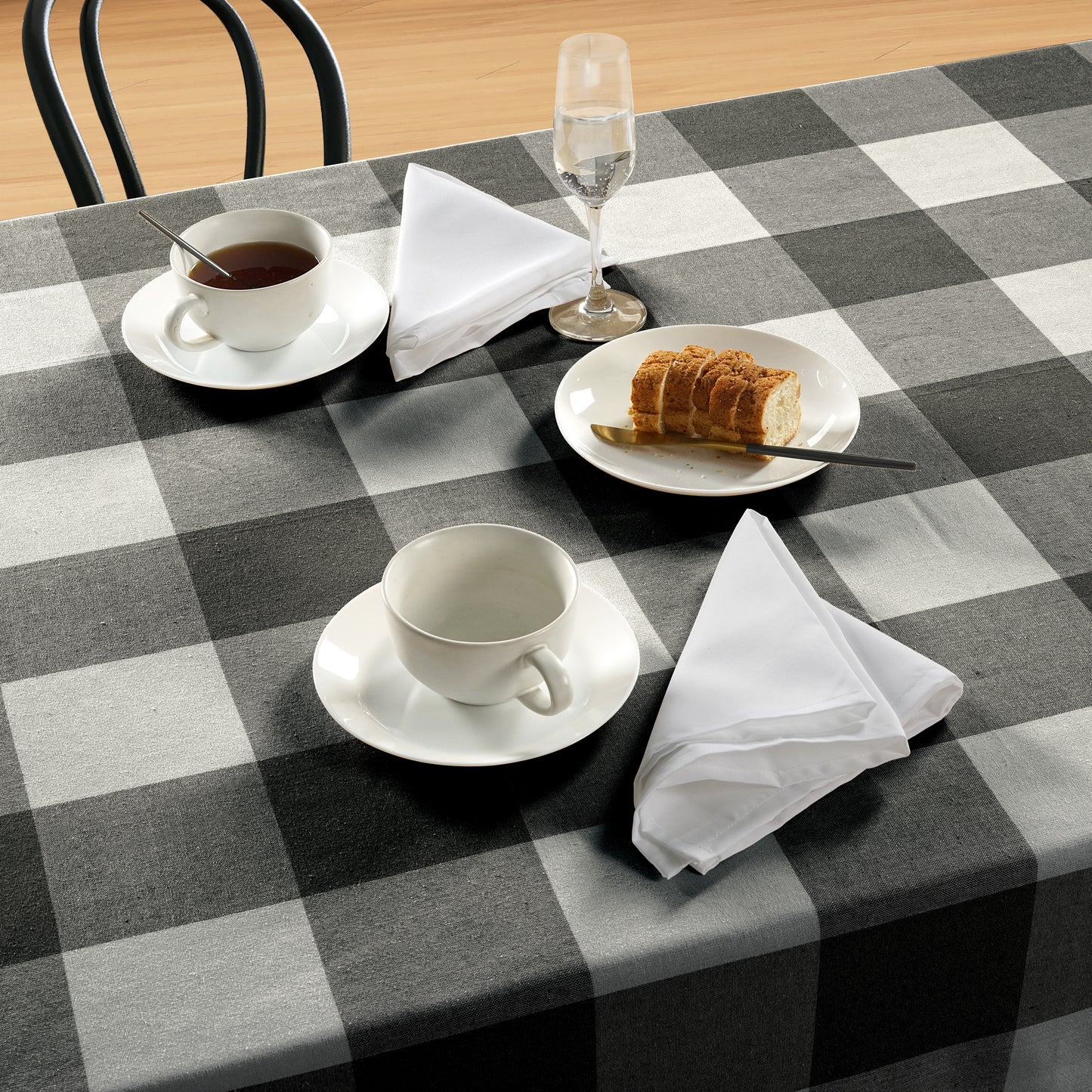 100% Cotton Tablecloth 10 seat 150x304cm - Grey Check