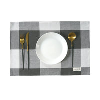 Set of 6 100% Cotton Placemats - Grey Check