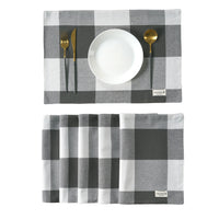 Set of 6 100% Cotton Placemats - Grey Check
