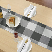 100% Cotton Table Runner 33x228cm - Grey Check