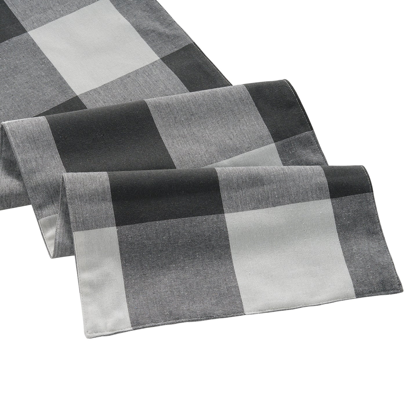 100% Cotton Table Runner 33x228cm - Grey Check