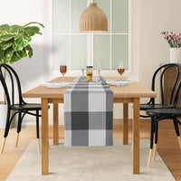 100% Cotton Table Runner 33x228cm - Grey Check