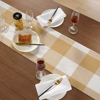 100% Cotton Table Runner 33x180cm - Beige Check