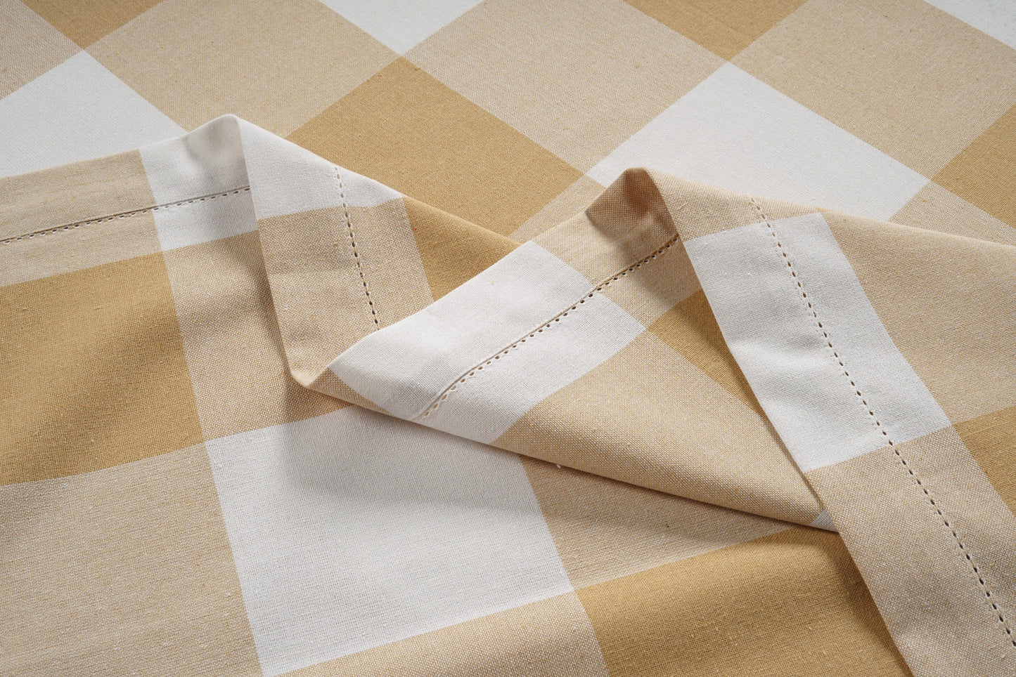 100% Cotton Table Runner 33x180cm - Beige Check