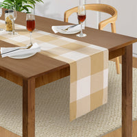 100% Cotton Table Runner 33x180cm - Beige Check