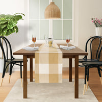 100% Cotton Table Runner 33x180cm - Beige Check