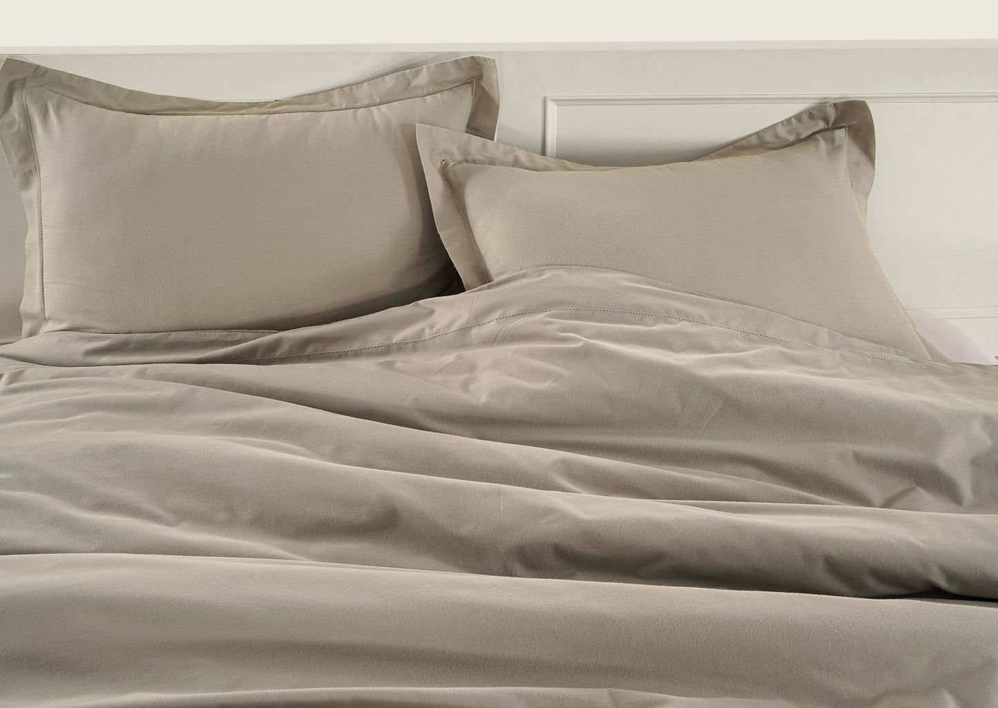 100% Organic Washed Cotton Quilt Cover Set - Taupe