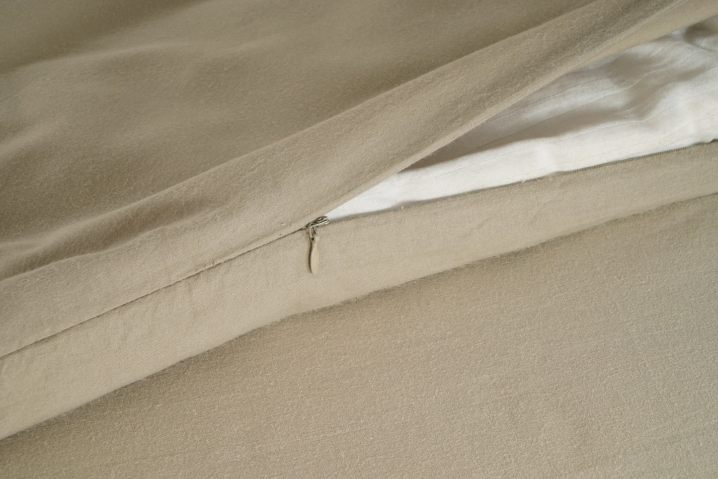 100% Organic Washed Cotton Quilt Cover Set - Taupe