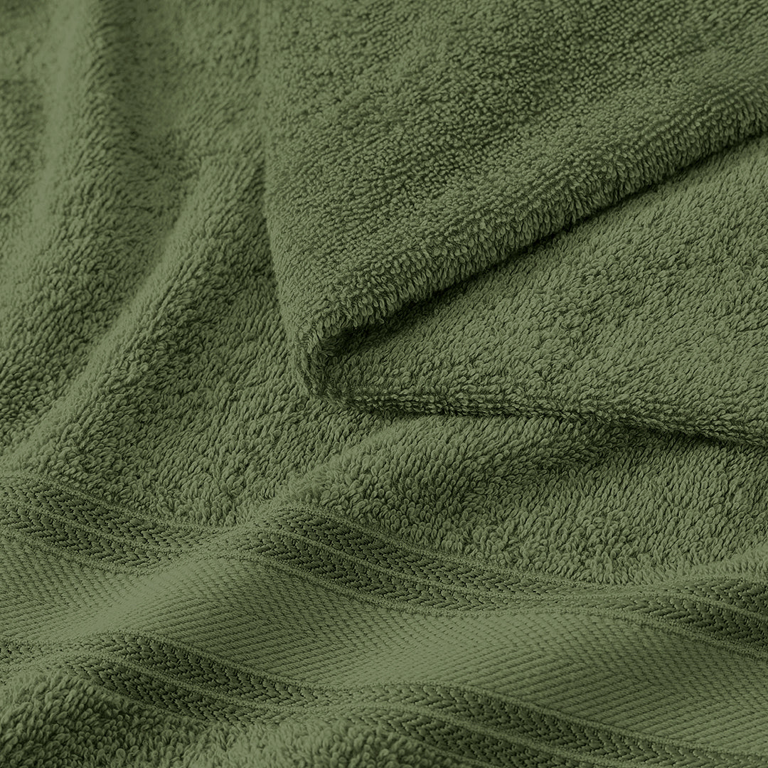 24 Piece 100% Cotton Towel Set 550GSM - Oil Green