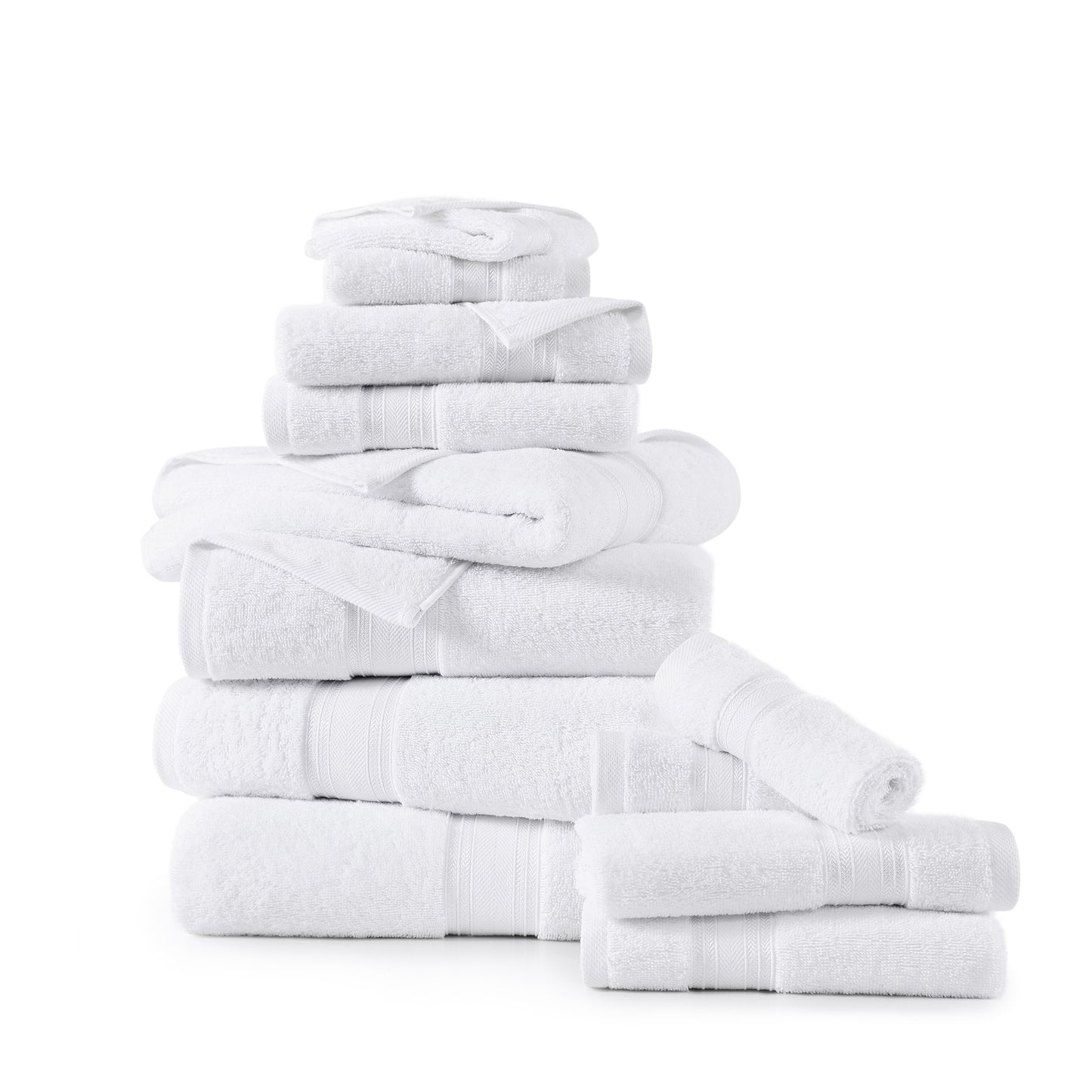 12 Piece 100% Cotton Towel Set 550GSM - White