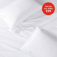 100% Organic Washed Cotton Sheet Set - White