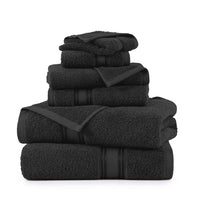 6 Piece Cotton Towel Set 550GSM - Black