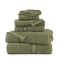 6 Piece Cotton Towel Set 550GSM - Oil Green