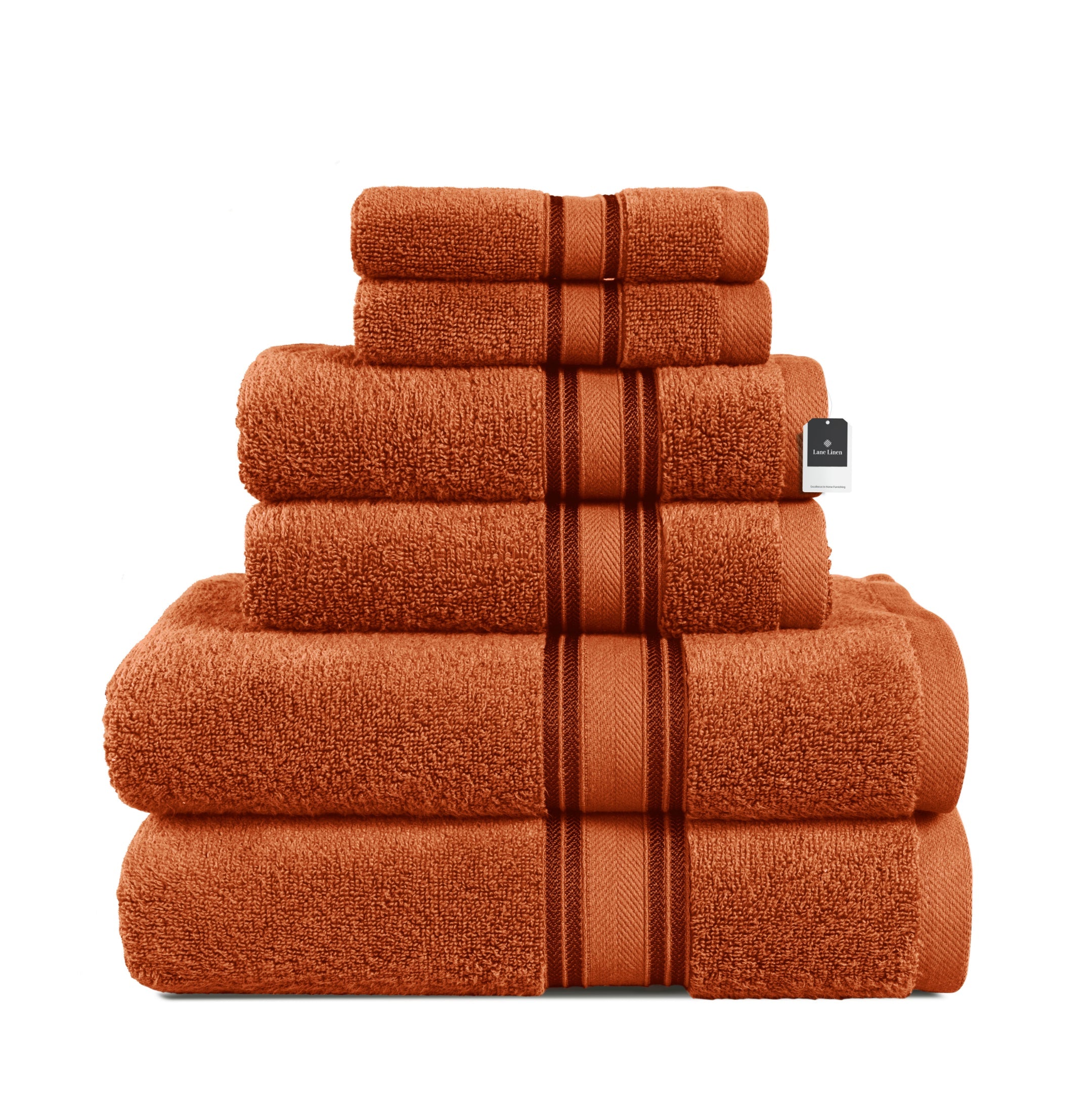 6 Piece Cotton Towel Set 550GSM - Rust