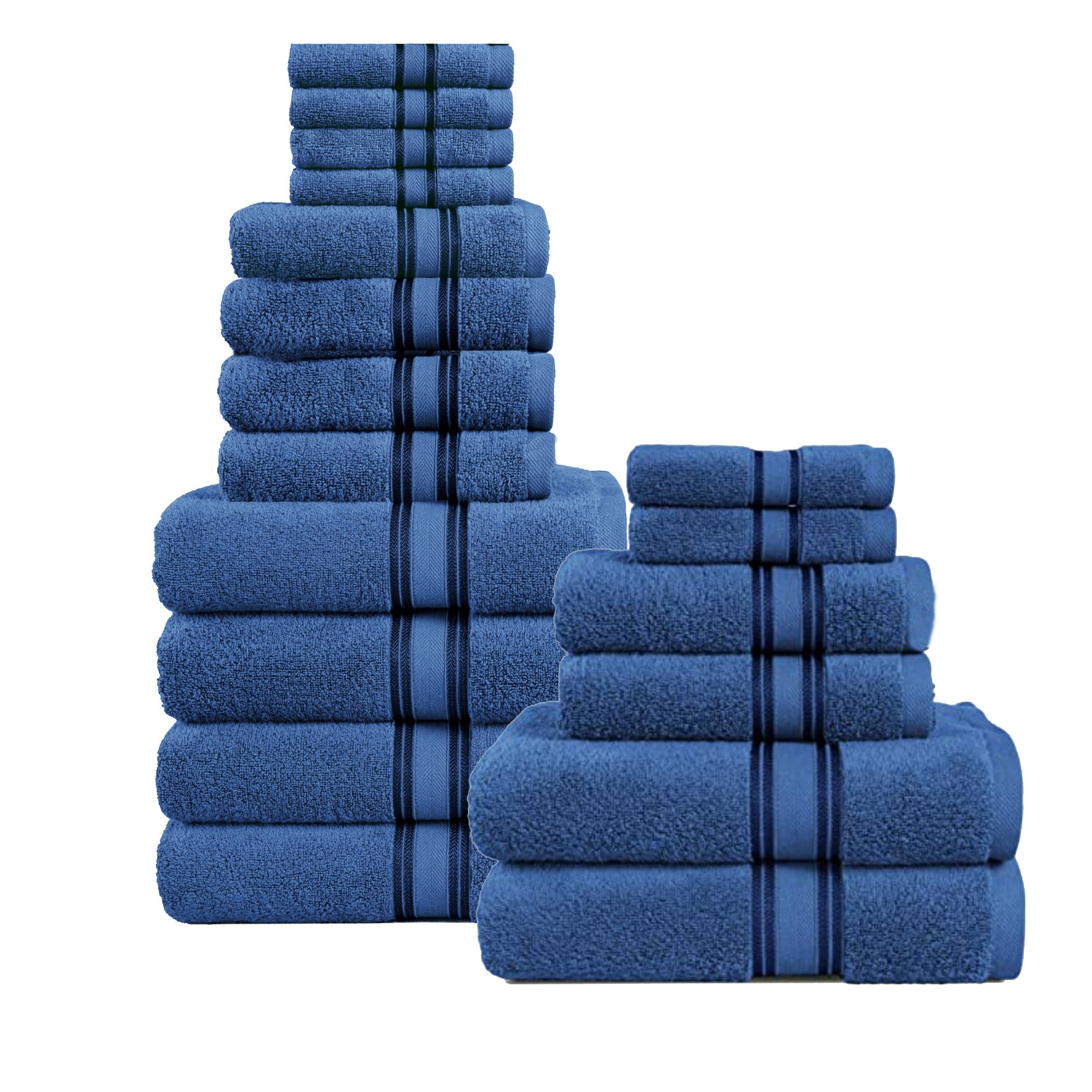 18 Piece 100% Cotton Towel Set 550GSM - Blue Allure