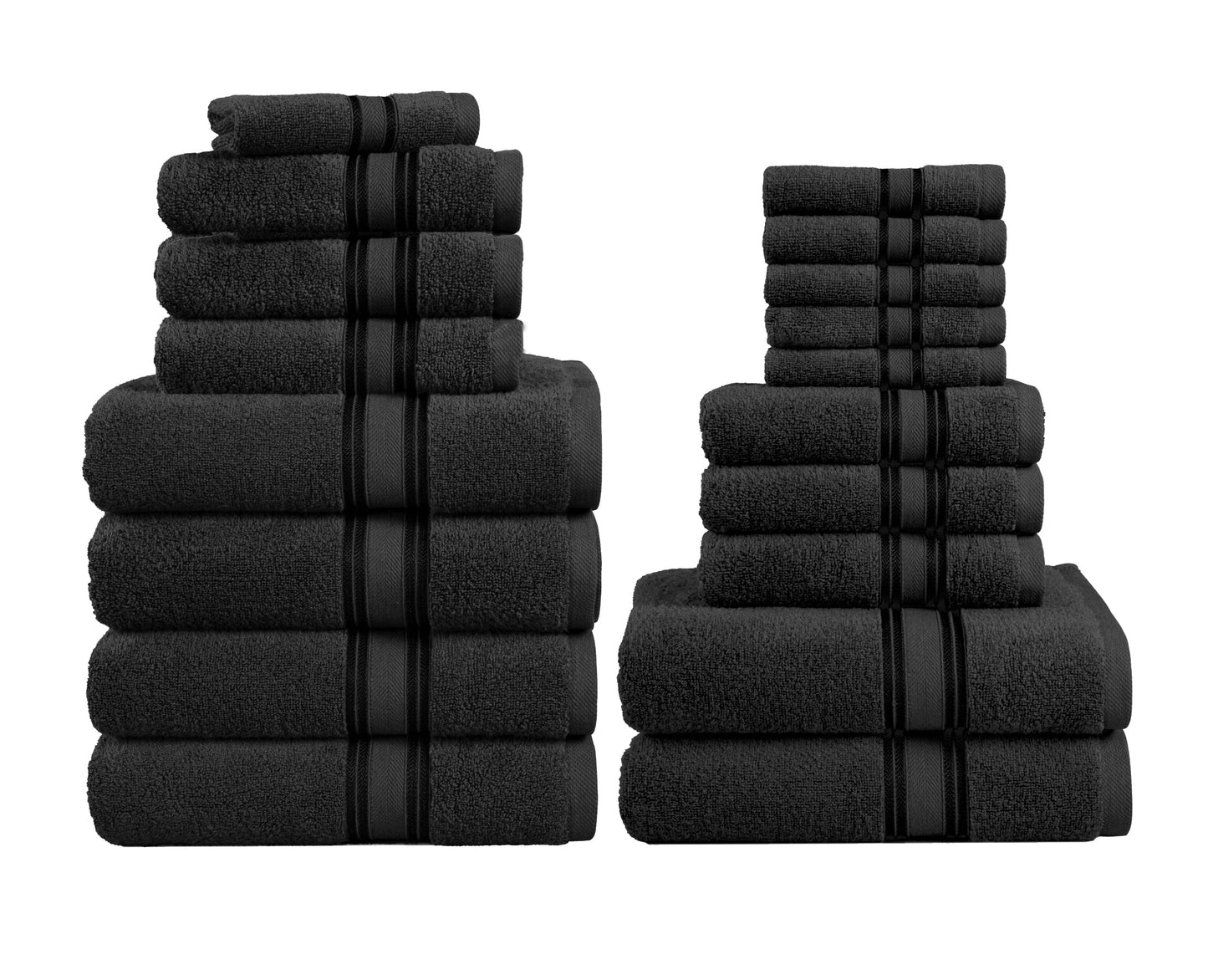 18 Piece 100% Cotton Towel Set 550GSM - Black