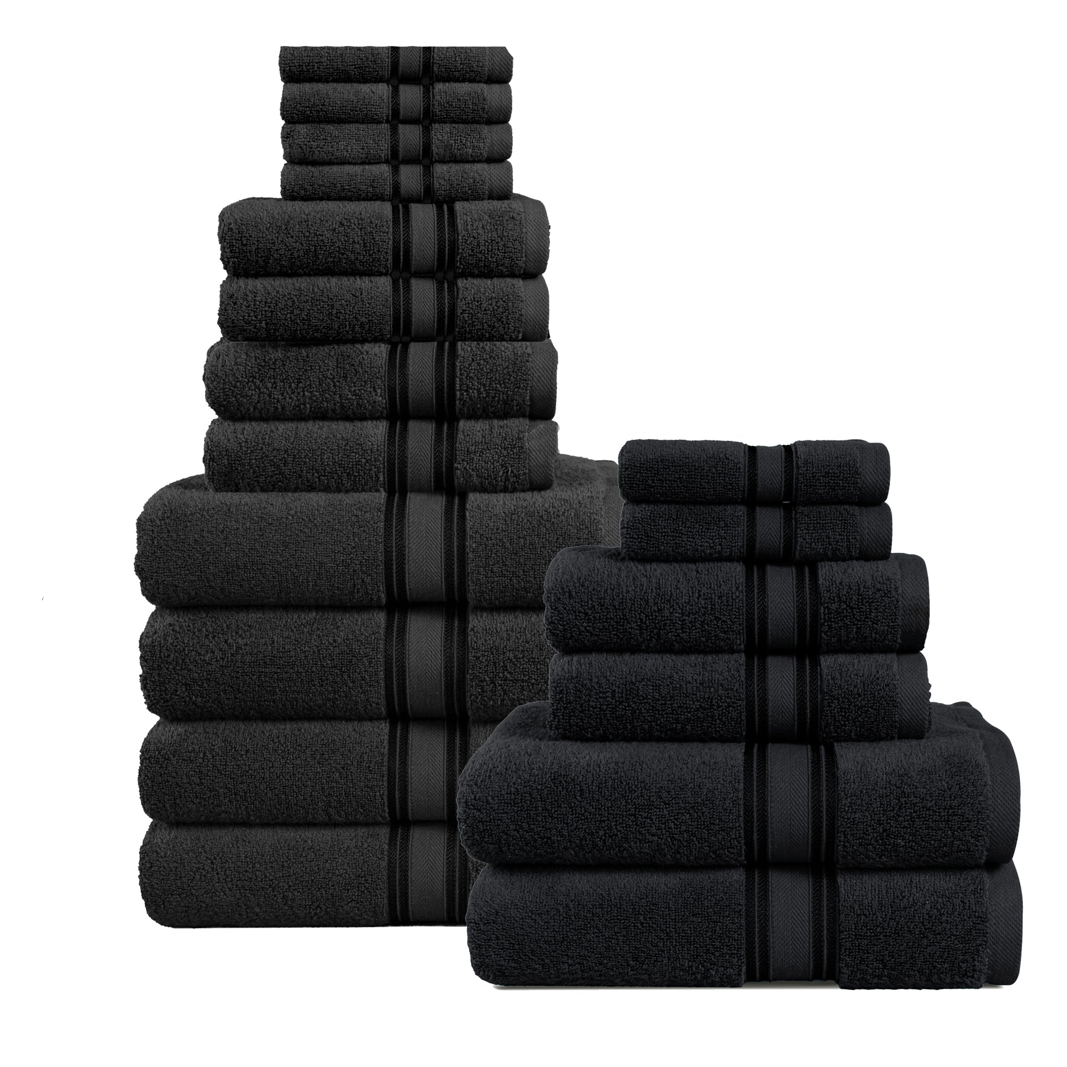 18 Piece 100% Cotton Towel Set 550GSM - Black