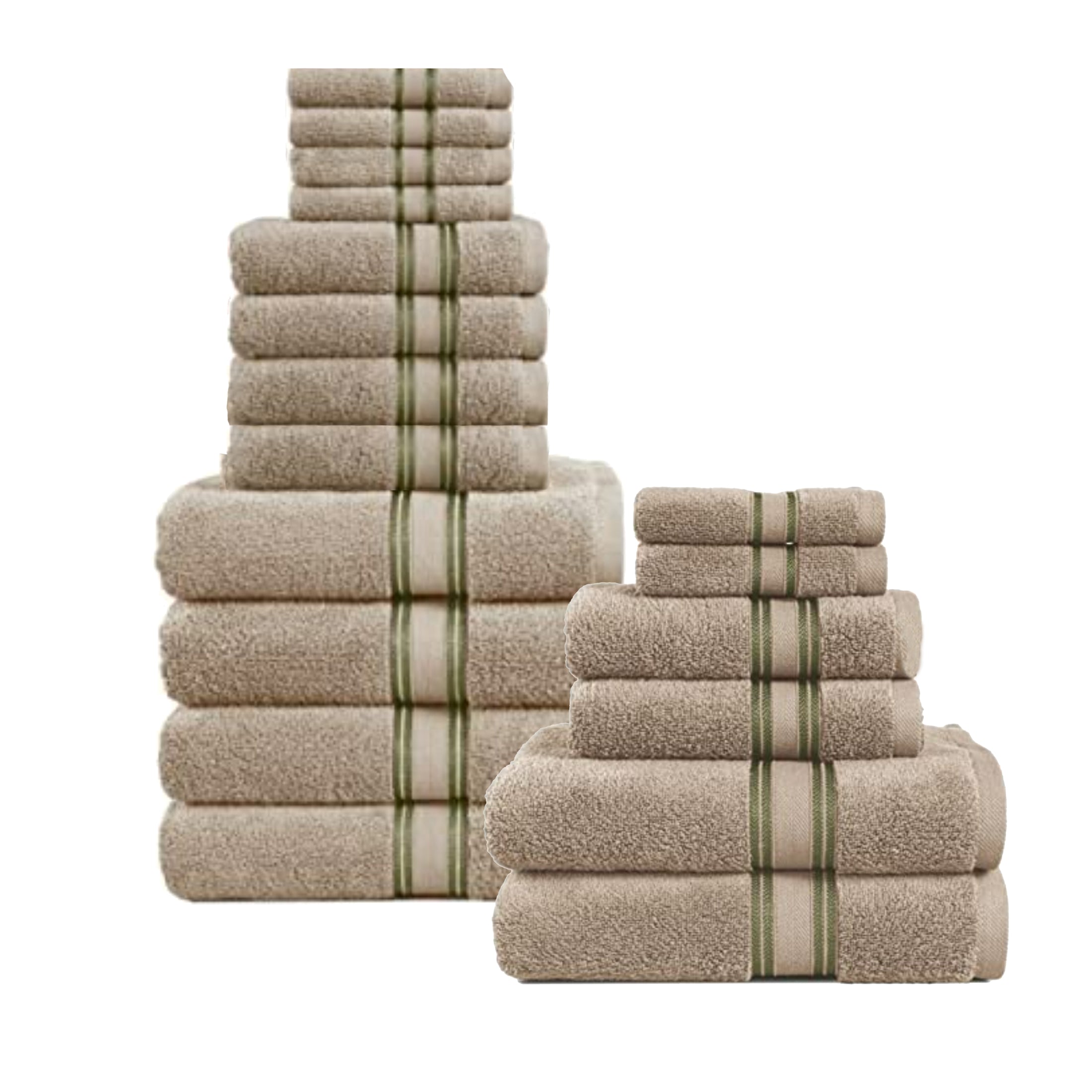 18 Piece 100% Cotton Towel Set 550GSM - Taupe